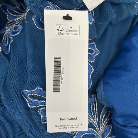 JS Collections Blue Appliqué Gown - Picture 7 of 8